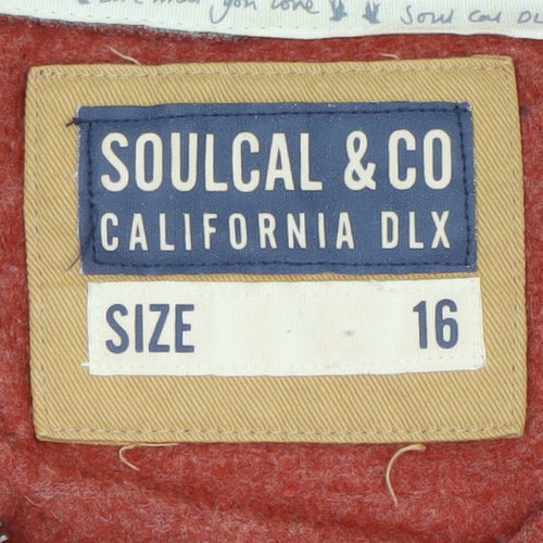 SoulCal & Co Womens Red Full Zip Hoodie Size 16 Cotton Blend