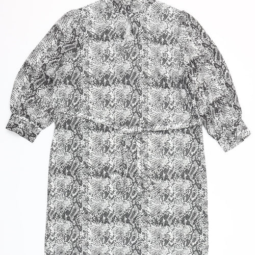 Next Women’s Black Snake Print High Neck Shift Dress UK 14