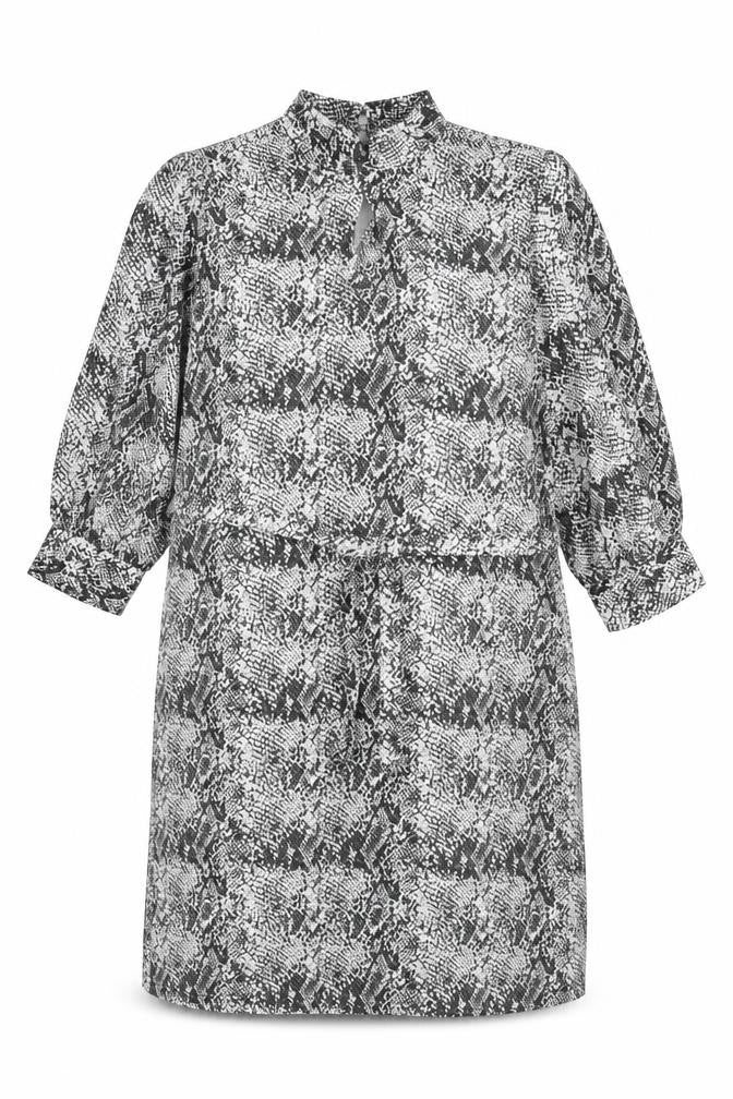 Next Women’s Black Snake Print High Neck Shift Dress UK 14