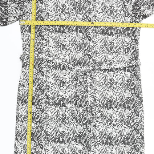 Next Women’s Black Snake Print High Neck Shift Dress UK 14