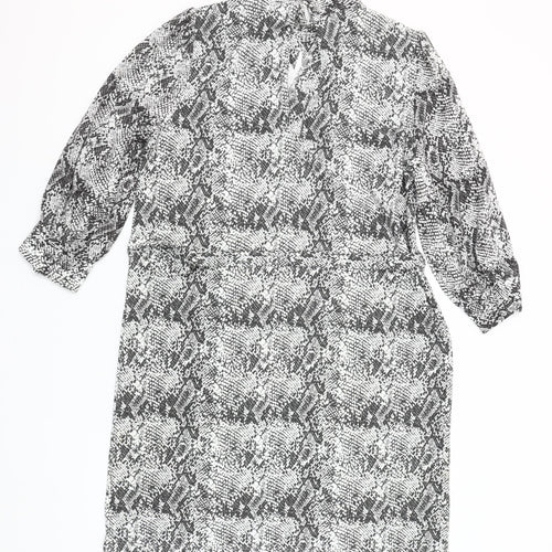Next Women’s Black Snake Print High Neck Shift Dress UK 14