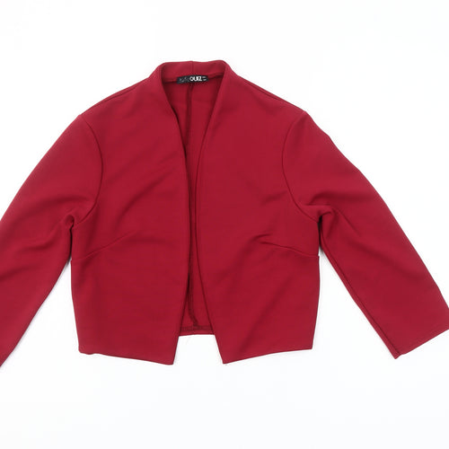 Quiz Women's Red Cropped Long Sleeve Open Front Blouse Size 12