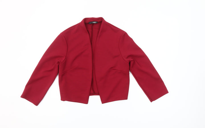 Quiz Women's Red Cropped Long Sleeve Open Front Blouse Size 12