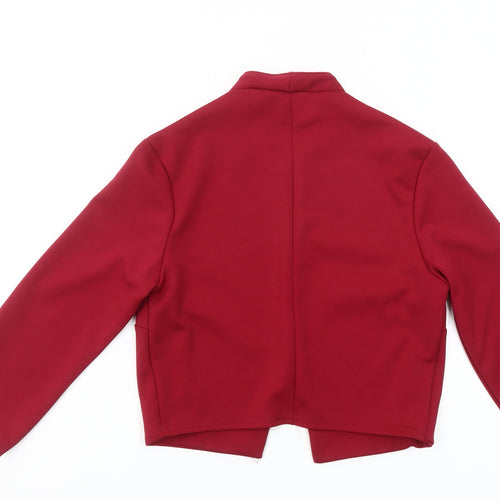Quiz Women's Red Cropped Long Sleeve Open Front Blouse Size 12
