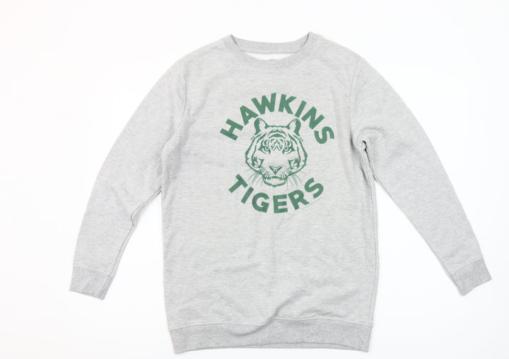 Stranger Things Hawkins Tigers Grey Sweatshirt Girls 11-12 Years Pullover