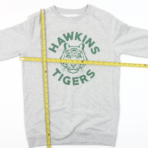 Stranger Things Hawkins Tigers Grey Sweatshirt Girls 11-12 Years Pullover
