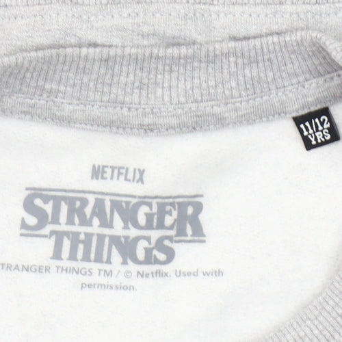 Stranger Things Hawkins Tigers Grey Sweatshirt Girls 11-12 Years Pullover