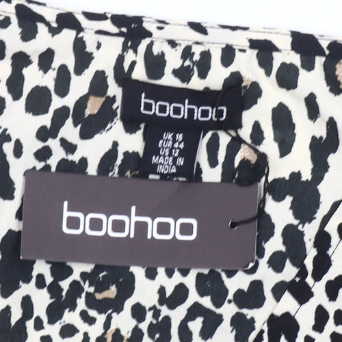 Boohoo Women's Leopard Print Short Wrap Dress Size 16