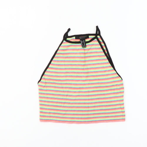 Forever 21 Women’s Multicoloured Striped Cropped Halter Tank Top M