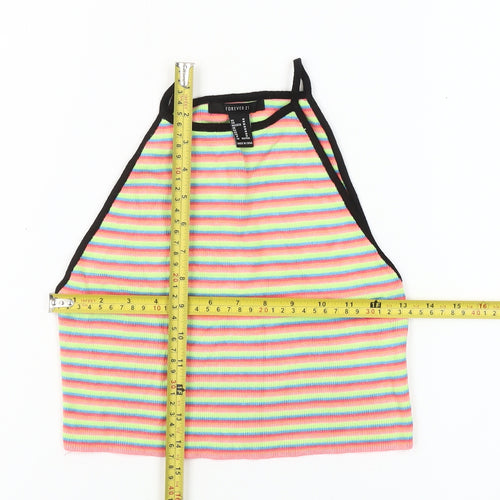 Forever 21 Women’s Multicoloured Striped Cropped Halter Tank Top M