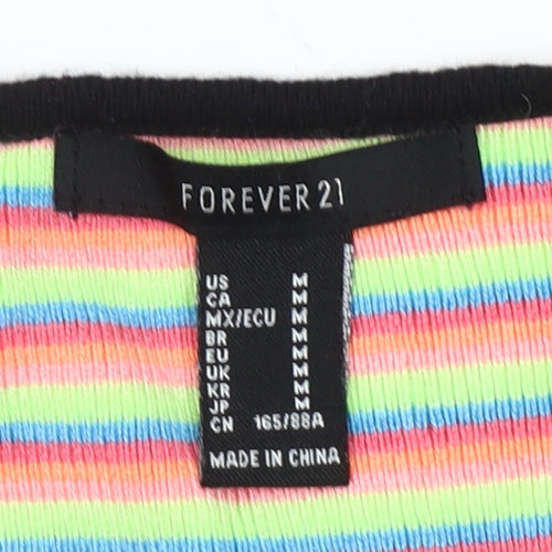 Forever 21 Women’s Multicoloured Striped Cropped Halter Tank Top M