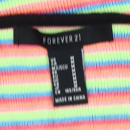 Forever 21 Women’s Multicoloured Striped Cropped Halter Tank Top M