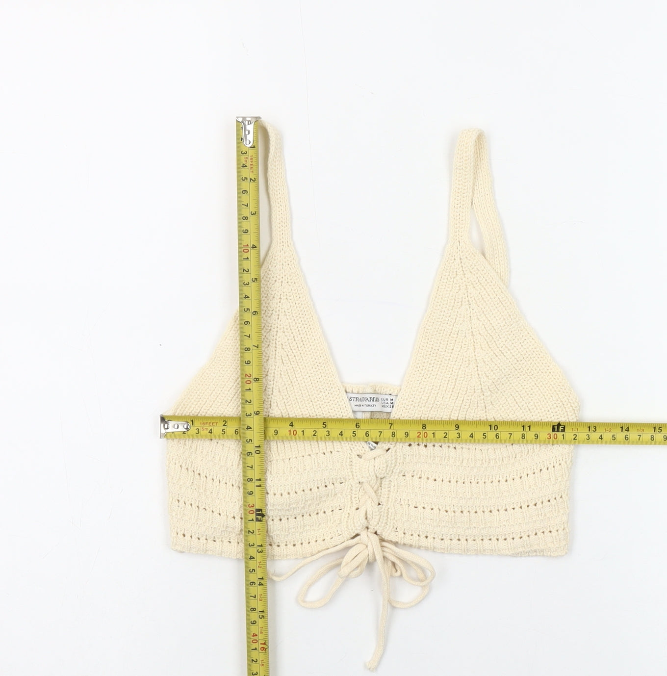 Stradivarius Women Beige Knit Cropped Tank Top Size 12