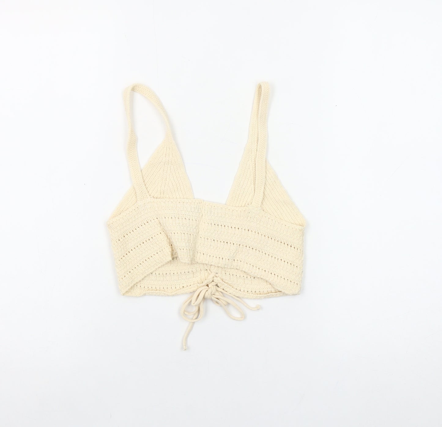 Stradivarius Women Beige Knit Cropped Tank Top Size 12