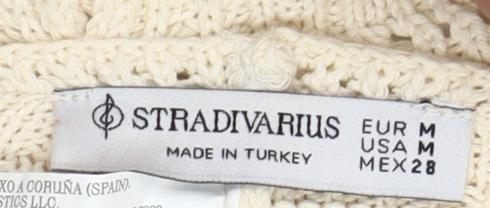 Stradivarius Women Beige Knit Cropped Tank Top Size 12