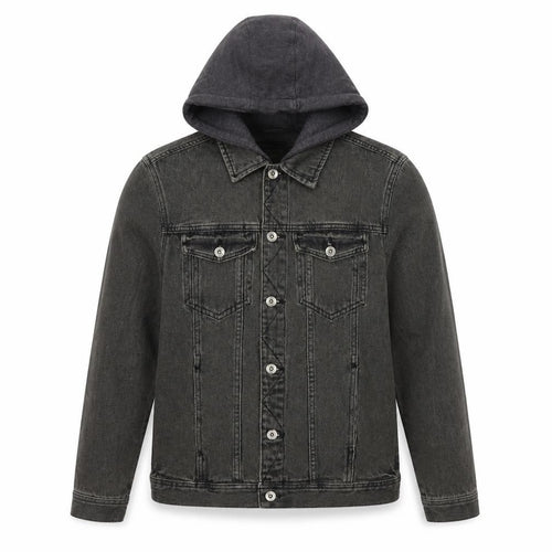 New Look Grey Denim Hooded Jacket Unisex Adults Size S Classic Style