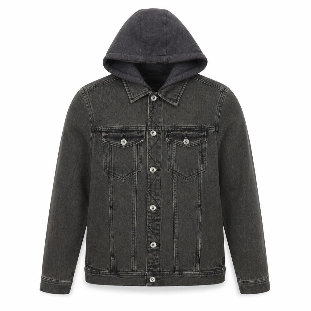 New Look Grey Denim Hooded Jacket Unisex Adults Size S Classic Style