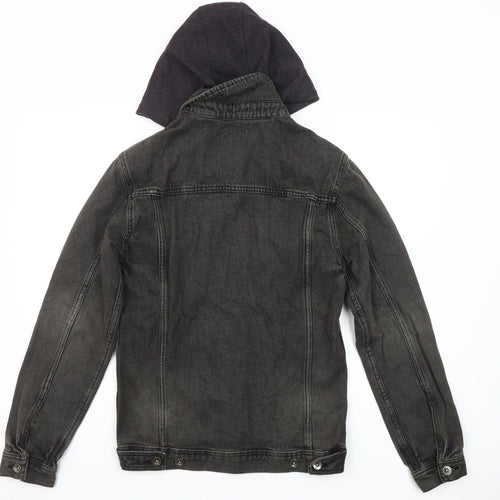 New Look Grey Denim Hooded Jacket Unisex Adults Size S Classic Style