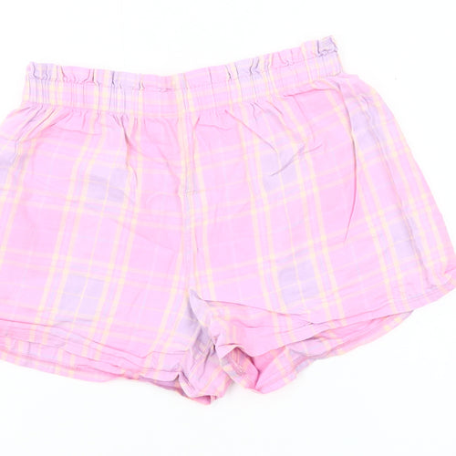 Dunnes Stores Women Pink Check Cotton Sleep Shorts Size 10