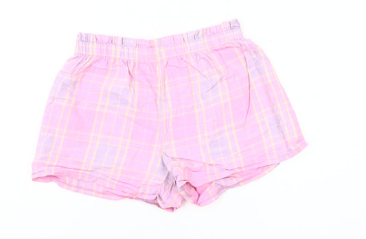 Dunnes Stores Women Pink Check Cotton Sleep Shorts Size 10