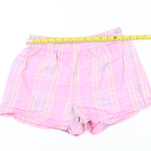 Dunnes Stores Women Pink Check Cotton Sleep Shorts Size 10