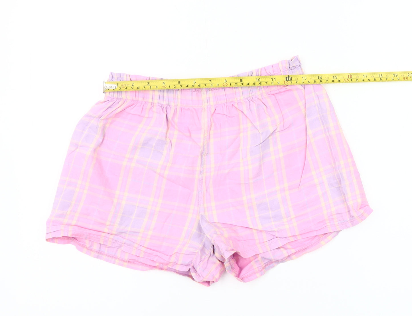 Dunnes Stores Women Pink Check Cotton Sleep Shorts Size 10