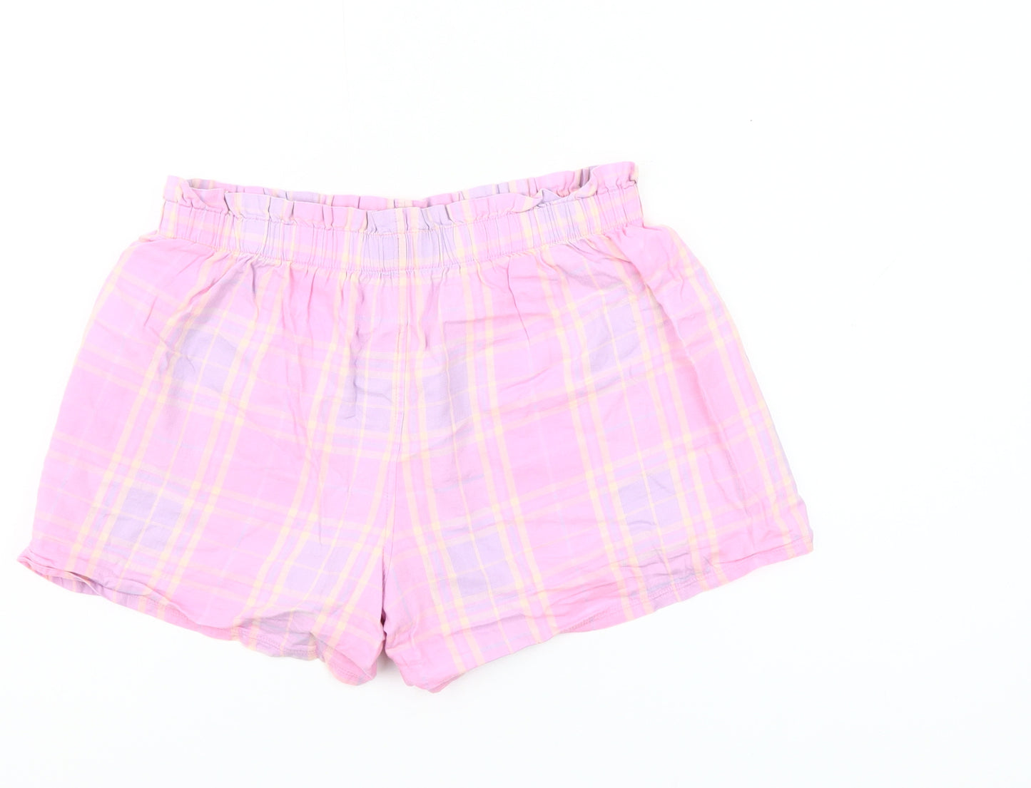 Dunnes Stores Women Pink Check Cotton Sleep Shorts Size 10