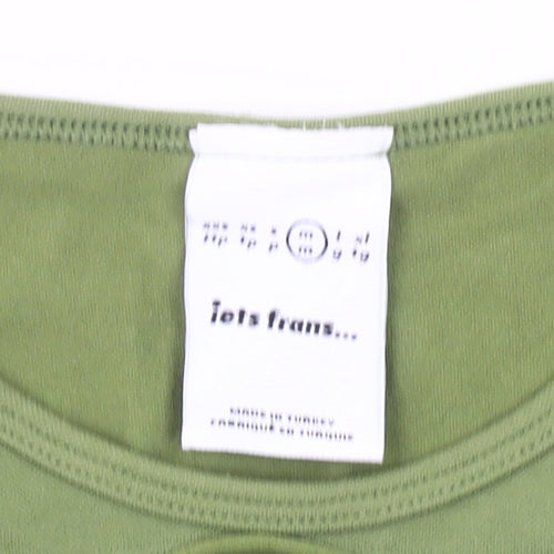 Iets Frans Womens Green Cropped Long Sleeve Cut Out T-Shirt Size S