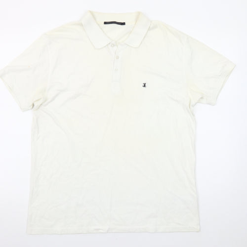 French Connection Men's Ivory Cotton Polo Shirt Size L