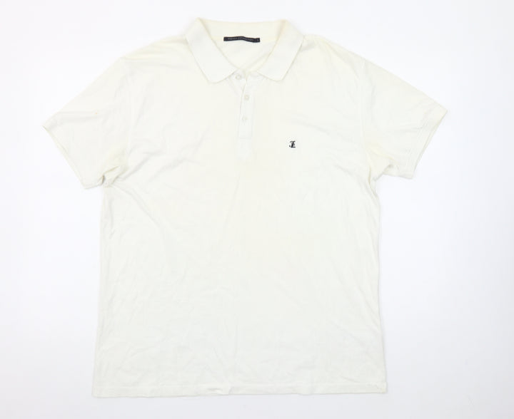 French Connection Men's Ivory Cotton Polo Shirt Size L