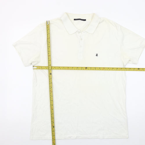 French Connection Men's Ivory Cotton Polo Shirt Size L