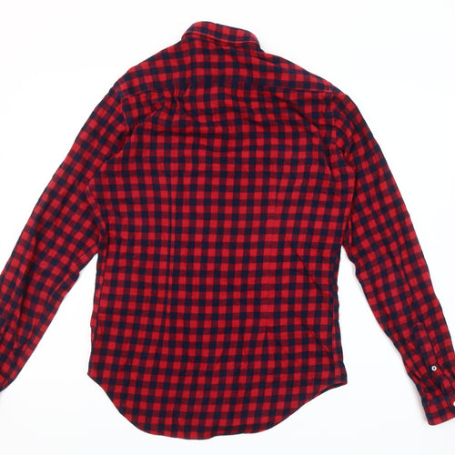 Zara Man Slim Fit Red Check Flannel Button-Down Shirt Men’s S