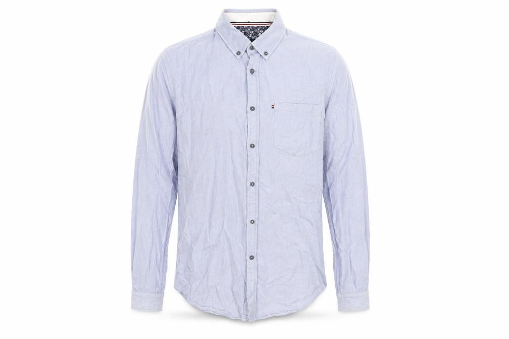 Zara Man Blue Slim Fit Cotton Long Sleeve Button-Up Shirt M