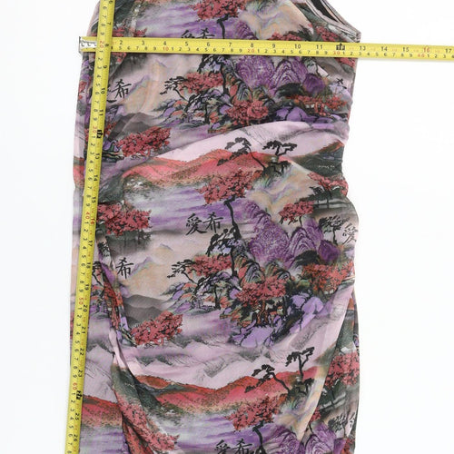 PrettyLittleThing Womens Multicoloured Bodycon Ruched Dress Size 10