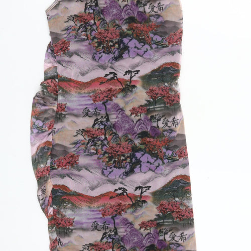 PrettyLittleThing Womens Multicoloured Bodycon Ruched Dress Size 10