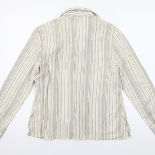 Berketex Women’s Beige Striped Button-Up Cotton Shirt Size 14
