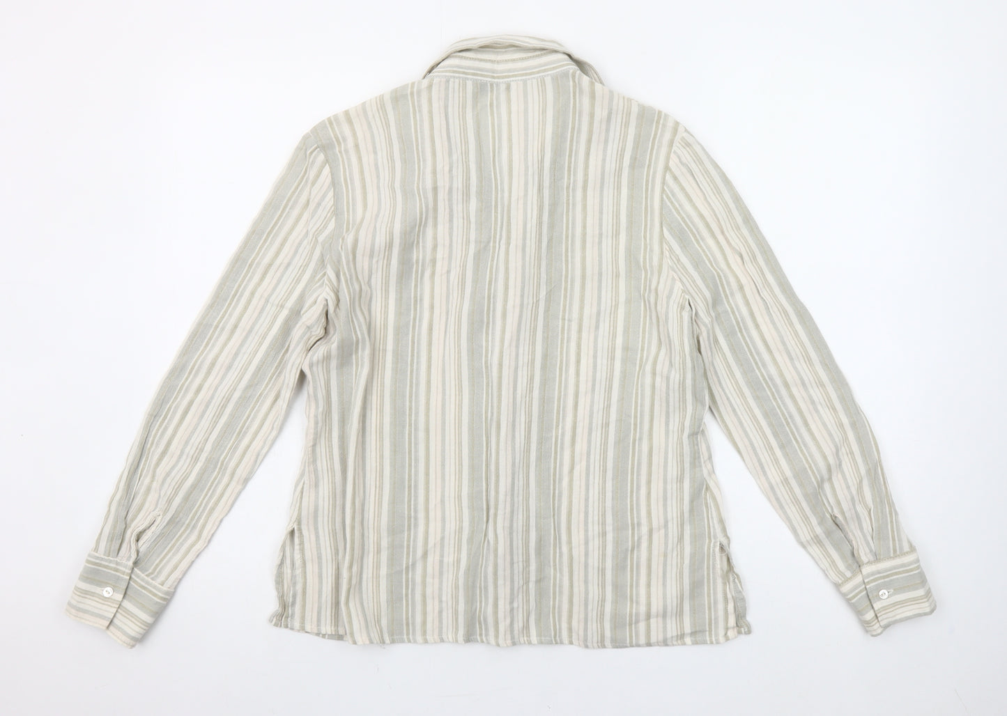 Berketex Women’s Beige Striped Button-Up Cotton Shirt Size 14