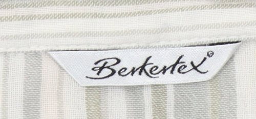 Berketex Women’s Beige Striped Button-Up Cotton Shirt Size 14