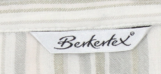 Berketex Women’s Beige Striped Button-Up Cotton Shirt Size 14