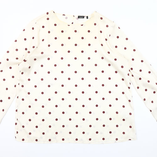 Emme Marella Women Ivory Polka Dot Long Sleeve Blouse Size 16