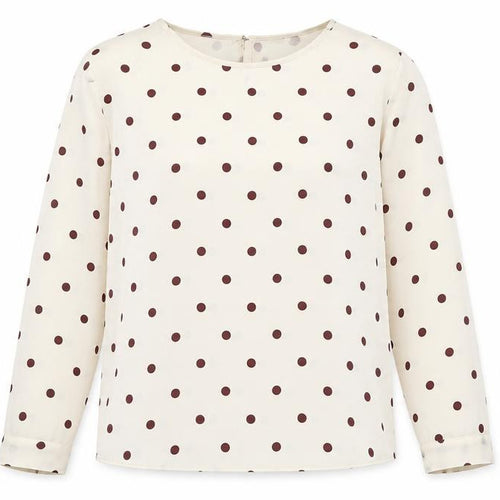 Emme Marella Women Ivory Polka Dot Long Sleeve Blouse Size 16