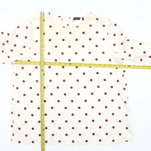 Emme Marella Women Ivory Polka Dot Long Sleeve Blouse Size 16