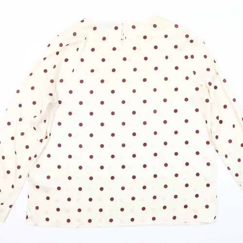 Emme Marella Women Ivory Polka Dot Long Sleeve Blouse Size 16