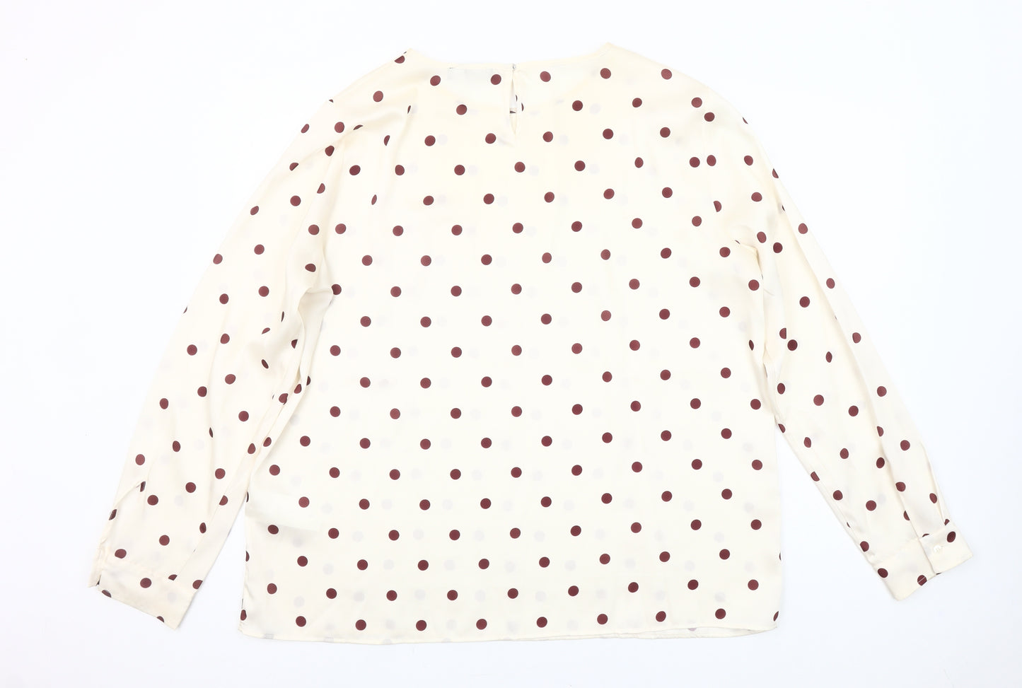 Emme Marella Women Ivory Polka Dot Long Sleeve Blouse Size 16