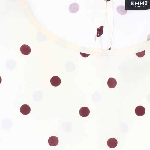 Emme Marella Women Ivory Polka Dot Long Sleeve Blouse Size 16