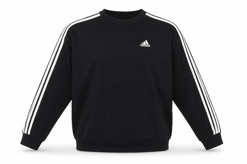 Front view of Adidas Women's Black Crew Neck Pullover Sweatshirt, size S, 8-10