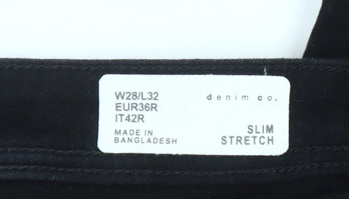 Denim Co Men's Black Slim Stretch Jeans W28 L32 Straight Fit