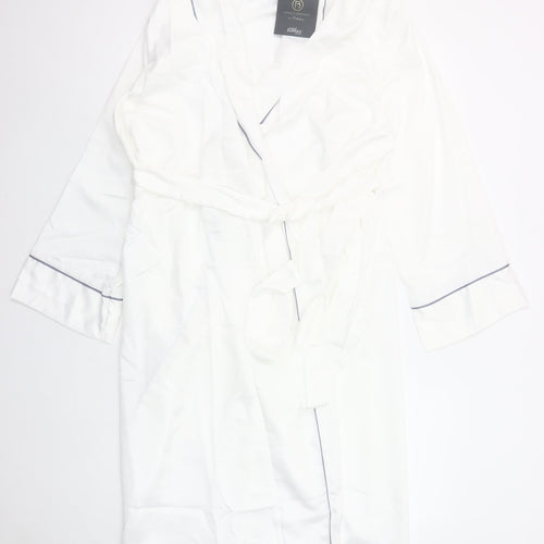 Francis Brennan Ivory Satin Kimono Robe Women L