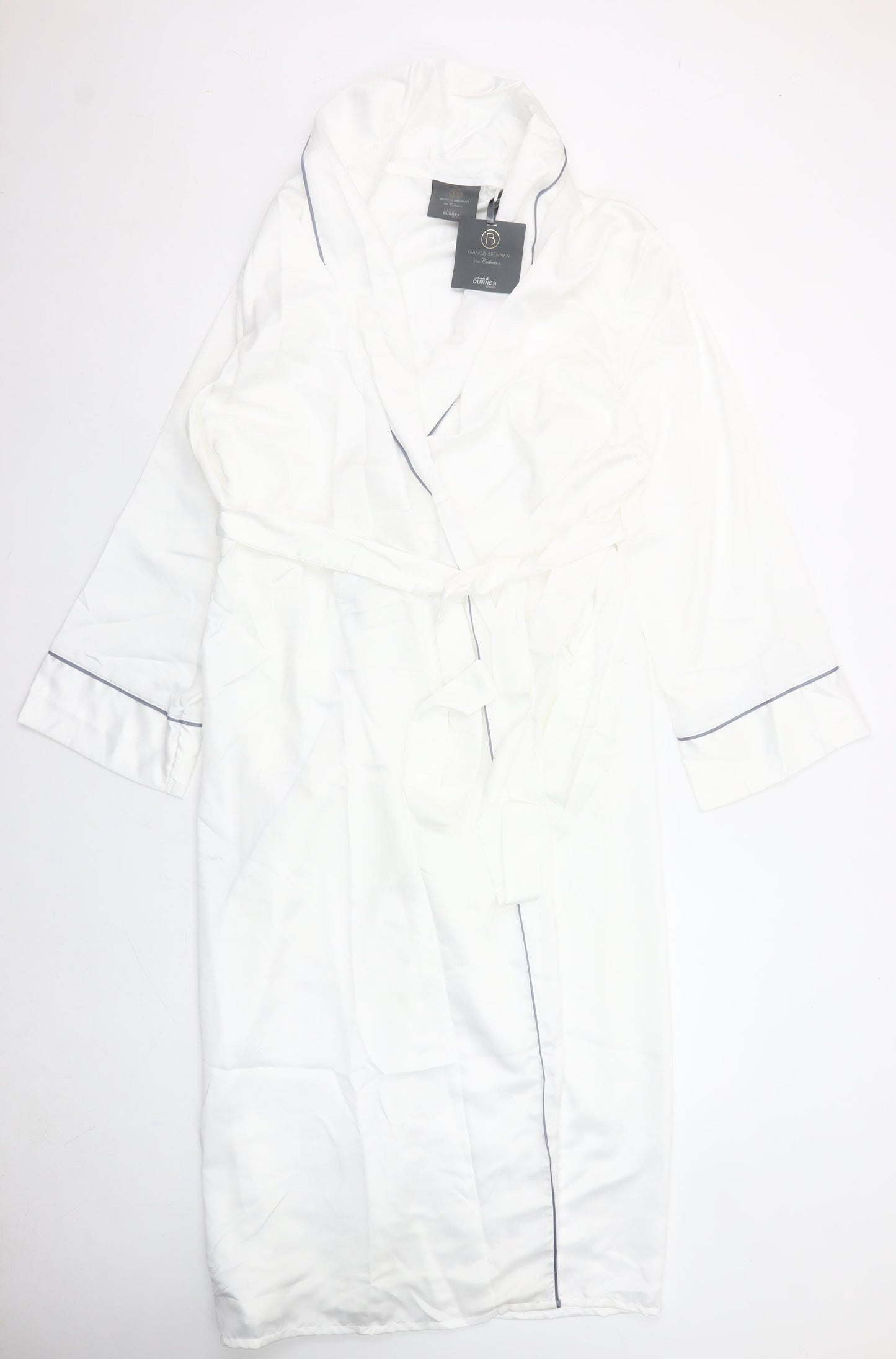 Francis Brennan Ivory Satin Kimono Robe Women L