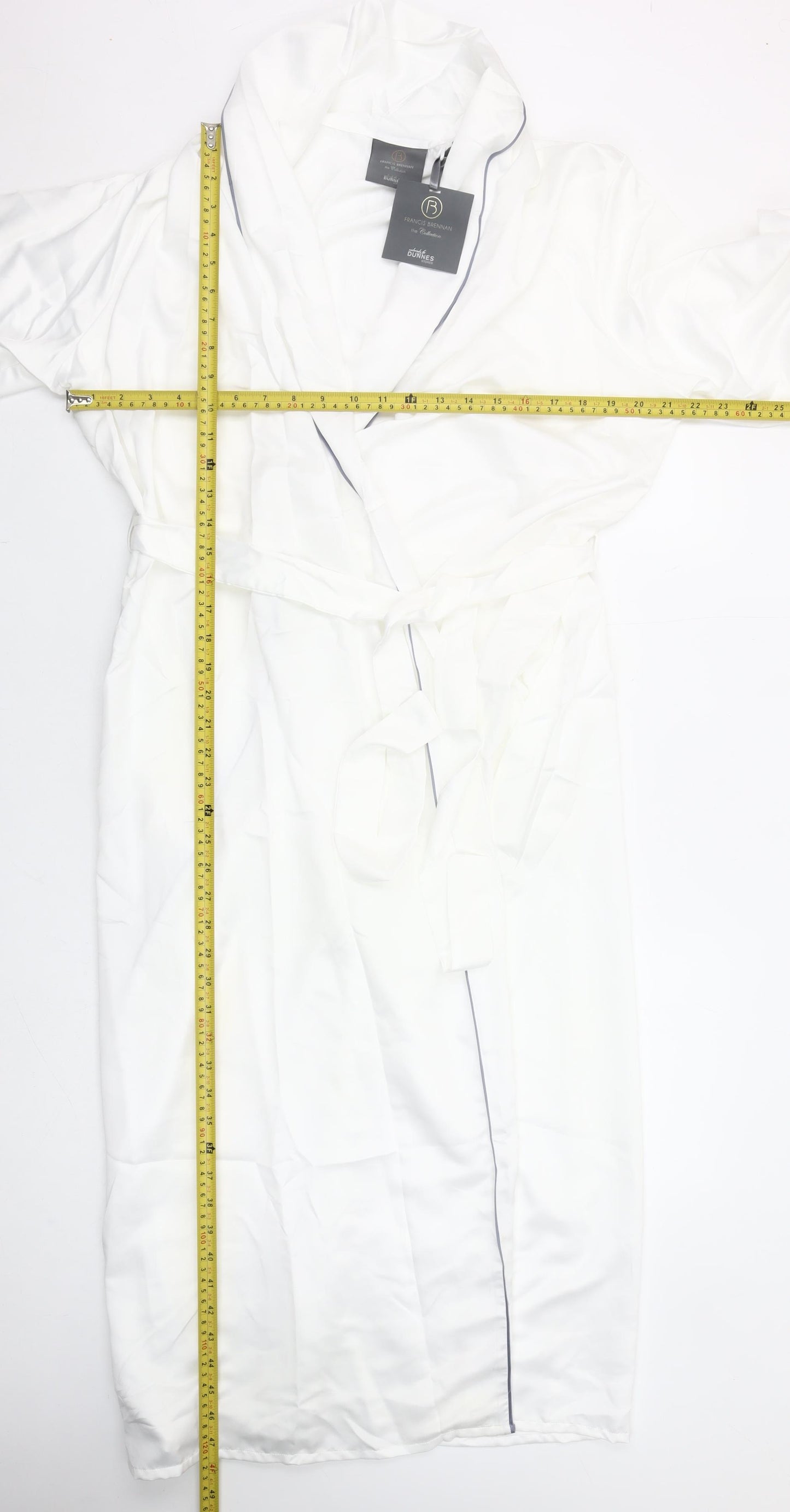 Francis Brennan Ivory Satin Kimono Robe Women L